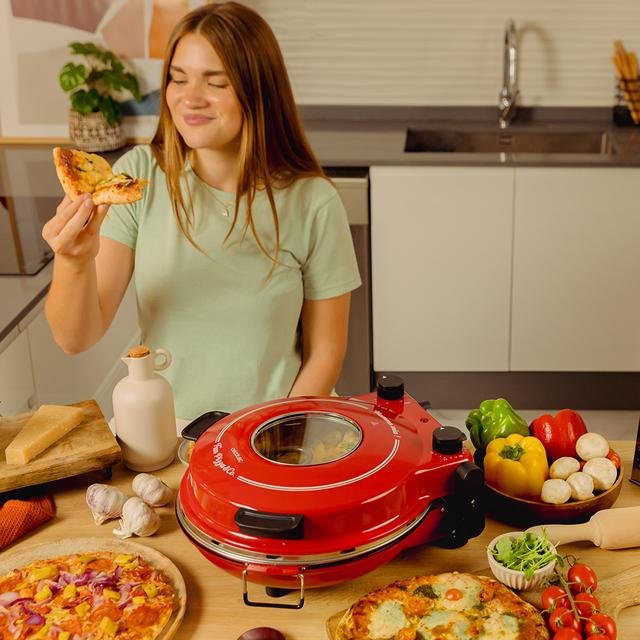 EAN 8435484038263 - Cecotec Fun Pizza&Co Mamma Mia Vista fabricante de pizza y hornos 1 Pizza(s) 1200 W Rojo imagen 6