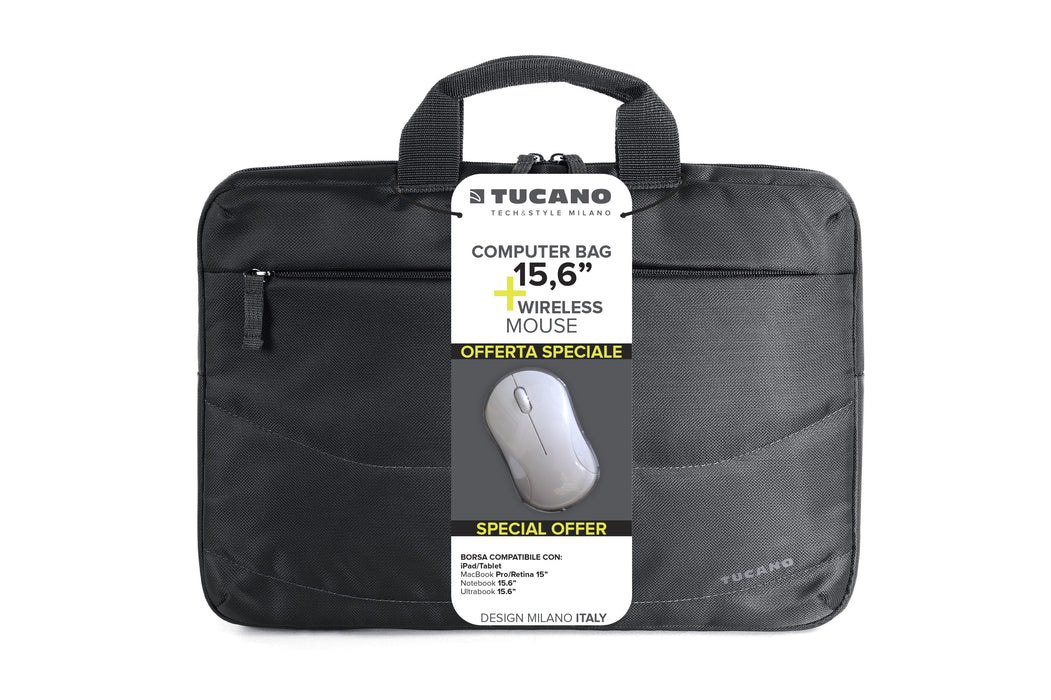 Maletin  Tucano Idea  Portatil 15,6" + Raton Inalambrico - Tamaño Slim - Interior Acolchado - Negro