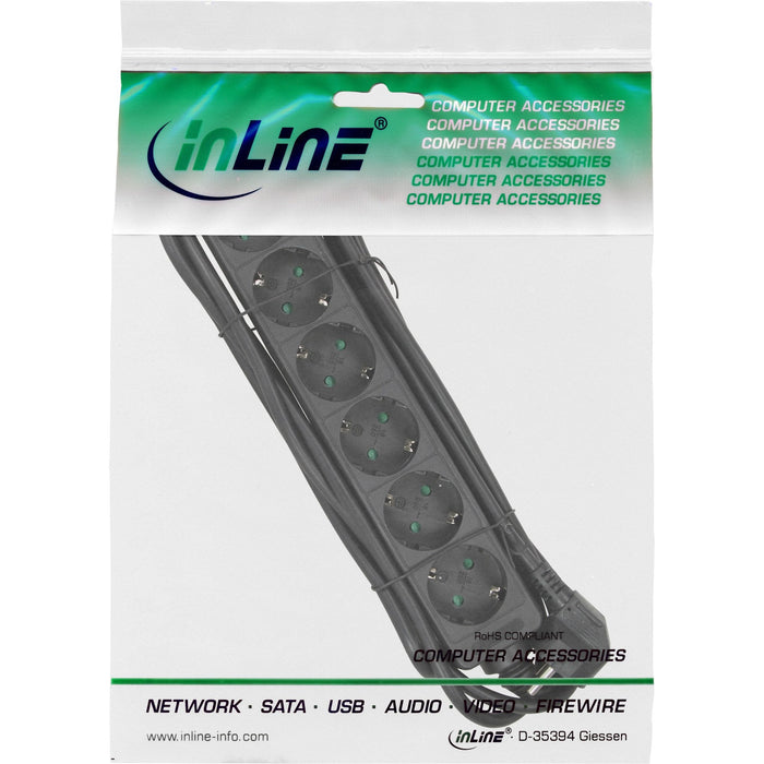 Inline Regleta 6 Tomas 6x Tipo F 5m Cable Negro