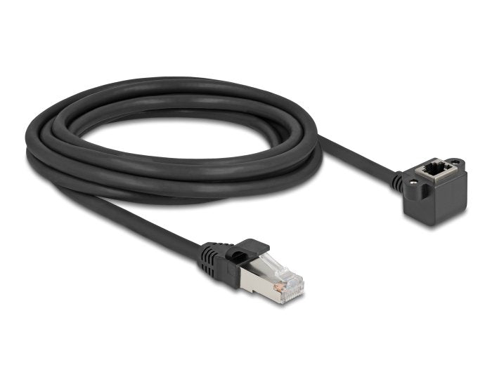 Netzwerk Verlängerungscable Rj45 Stecker Zu Rj45 Buchse 90° Gewinkelt Cat.6 F Utp 3 M Schwarz