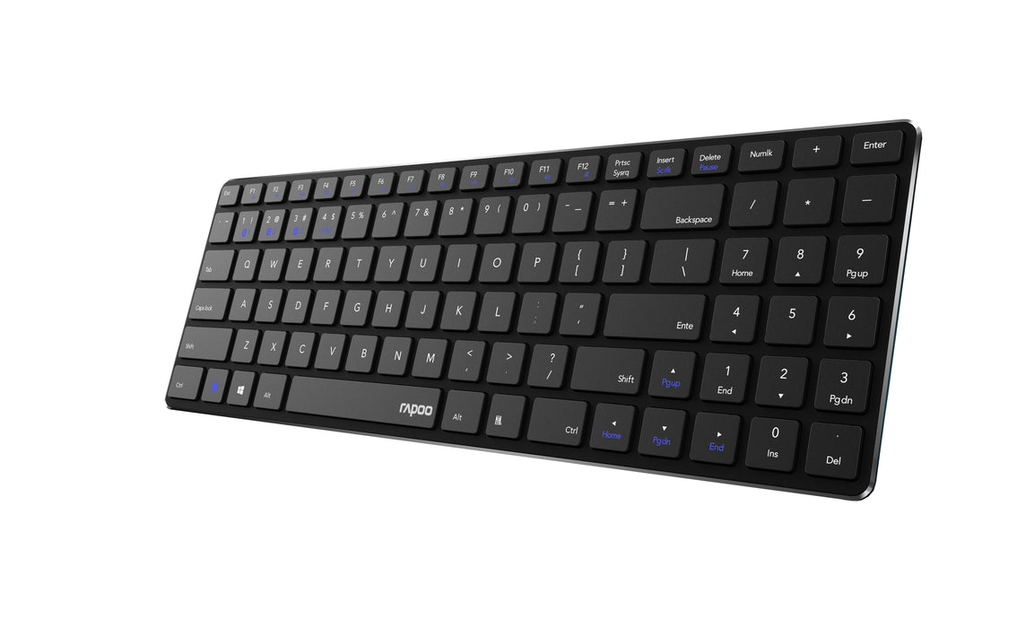 Teclado Rapoo Wireless Y Bluetooth E9100m Portugues 2.4ghz Bt 3.0 4.0 DiseãO Ultrafino Negro