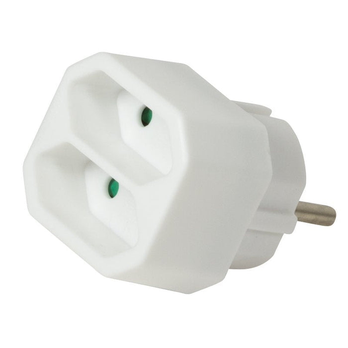 Logilink Adapter With 2 Euro Sockets, Blanco