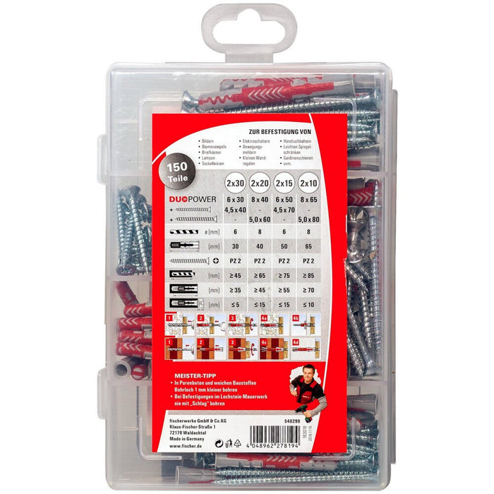 EAN 4048962278194 - Fischer 540299 tornillo de anclaje y taco 150 pieza(s) Juego de enchufes de pared y tornillos imagen 3