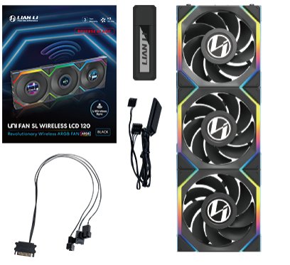 EAN 4718466016836 - Lian Li UNI FAN SL Wireless LCD 120 Reverse Blade Carcasa del ordenador Ventilador 12 cm Negro 3 pieza(s) imagen 1