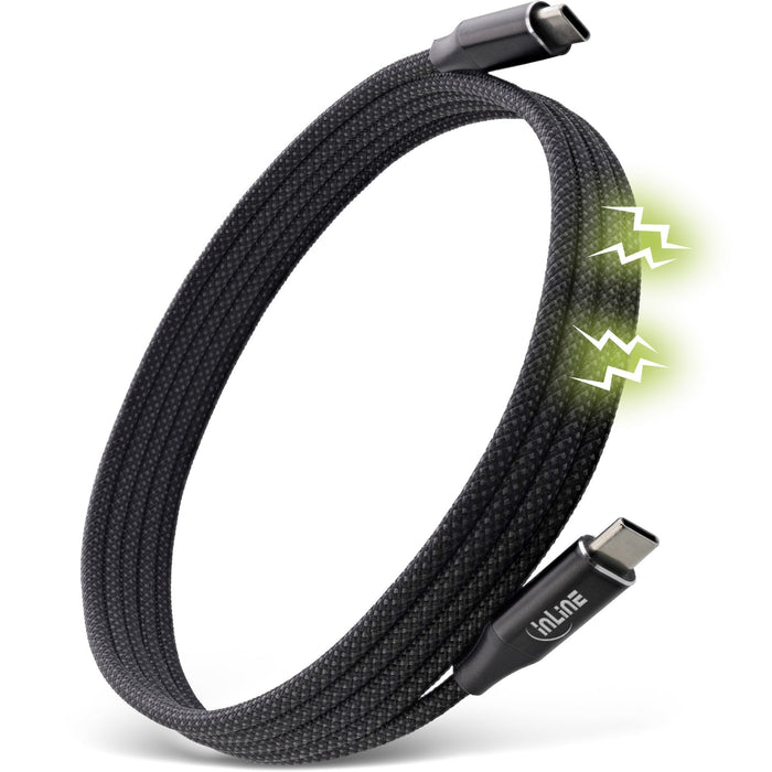 Inline® Magnetic Usb-C Cable, Usb-C Male/Male, 100w, Black, 1m