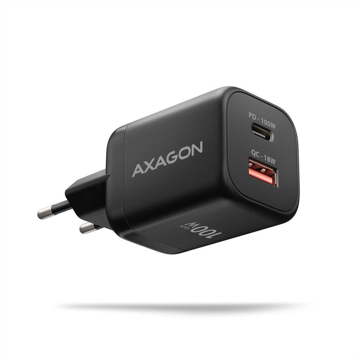 Acu-Pq100 Cargador De Red Gan 100w, 2x Port (Usb-C + Usb-A), Pd3.0/Pps/Qc4+, Mini, Negra