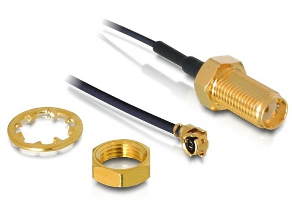 Delock 88417 Antena Cable Sma Mampara Hembra A I-Pex Inc., Mhf® I Macho 1.13 35 Cm Longitud De Hilo 10 Mm