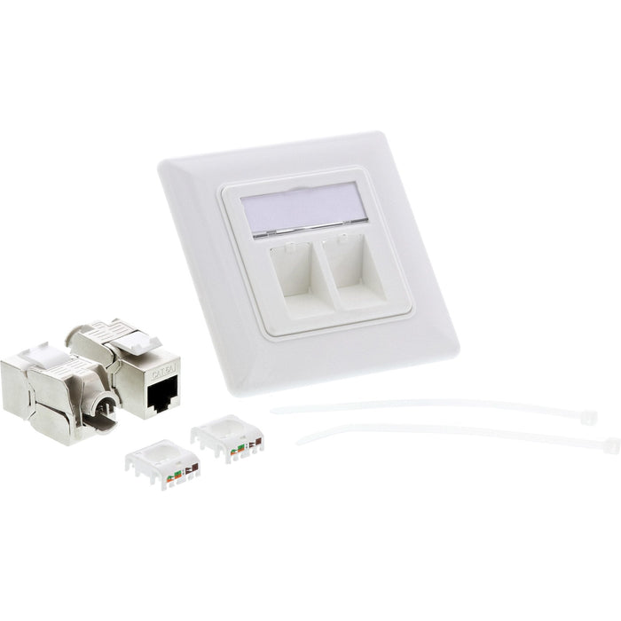 Caja Inline Cat.6a De Empotrar 2x Rj45 Blanco Ral9010