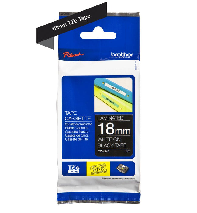 Brother Cinta Laminada Negro/Blanco 18mm
