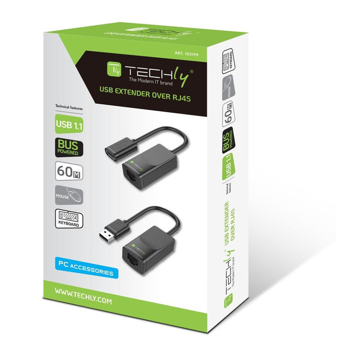 Extensión Usb Techly Mediante Cable De Red Rj45 Hasta 60 Metros