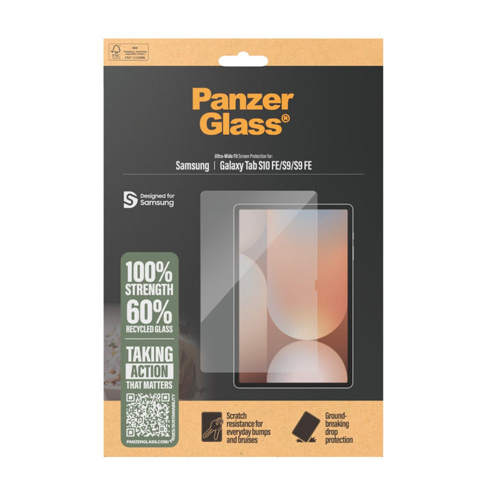 Panzerglass ® Protector De Pantalla Samsung Galaxy Tab S10 Fe S9 S9 Fe Ultra-Wide Fit, Samsung, Samsung - Galaxy Tab S9 Fe 5g, Samsung - Galaxy Tab S9 5g, Seco Aplicación, Resistente A Arañazos,
