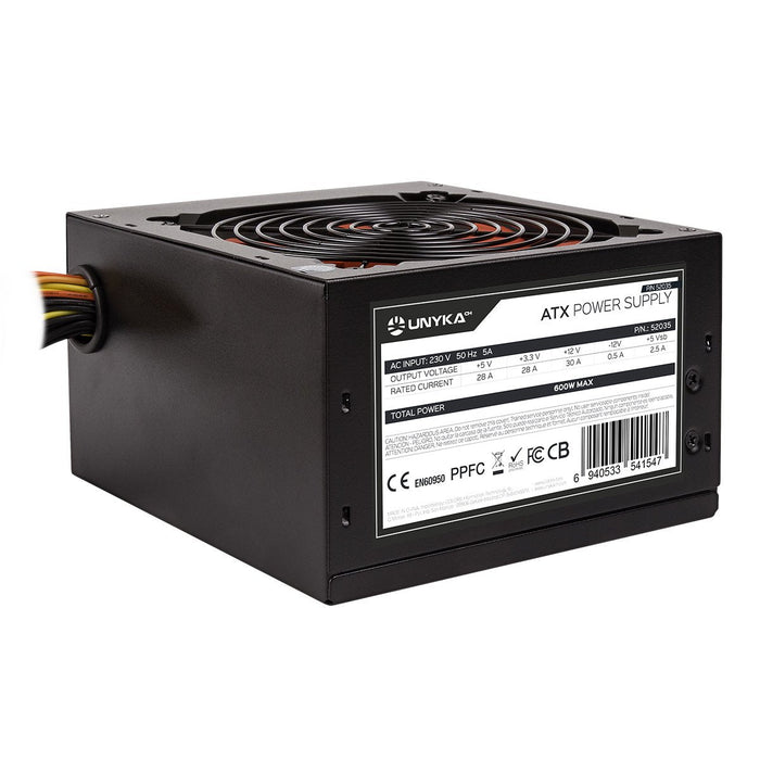 Fuente De Alimentación Unyka Atx  600w Gaming Negra