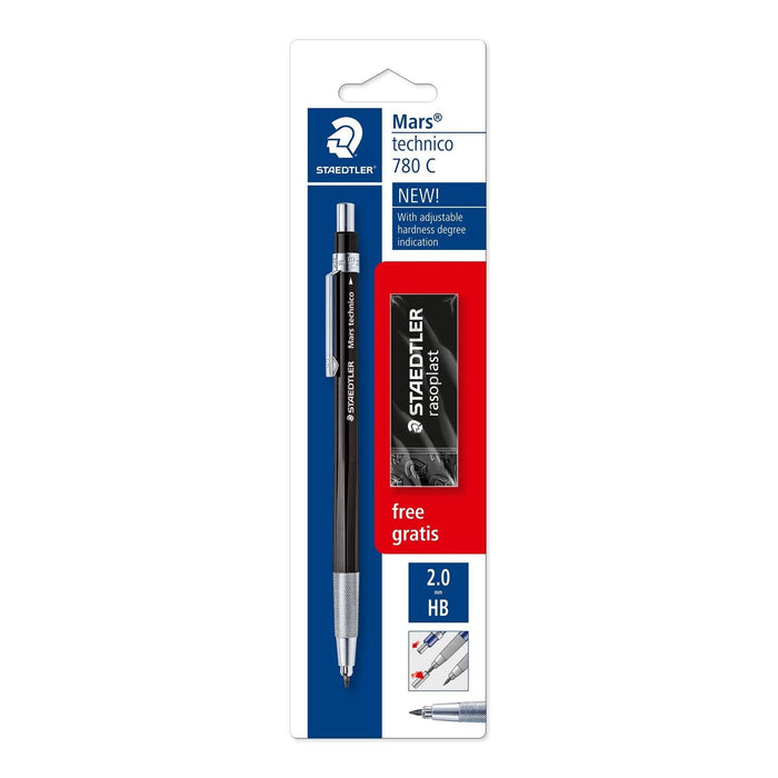 Staedtler Mars Technico 780 C Pack De 1 Portaminas Tecnico De 2mm + 1 Goma De Borrar Rasoplast