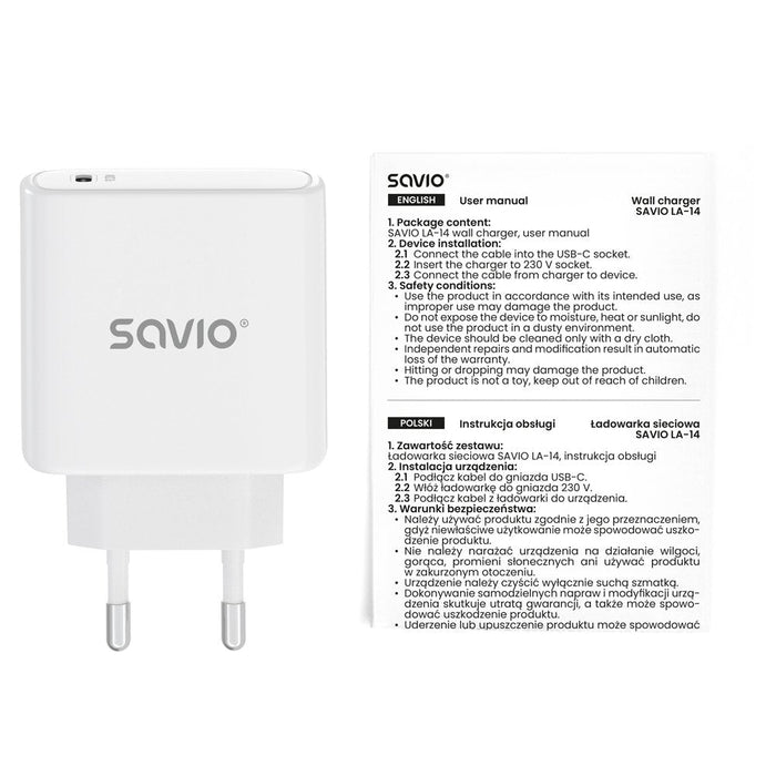 Cargador De Red Savio La-14 20w Con Power Delivery 3.0