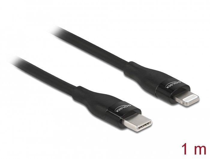 Delock Daten- Und Ladecable Usb Type-C Zu Lightning Für Iphone, Ipad Und Ipod Schwarz 1 M Mfi