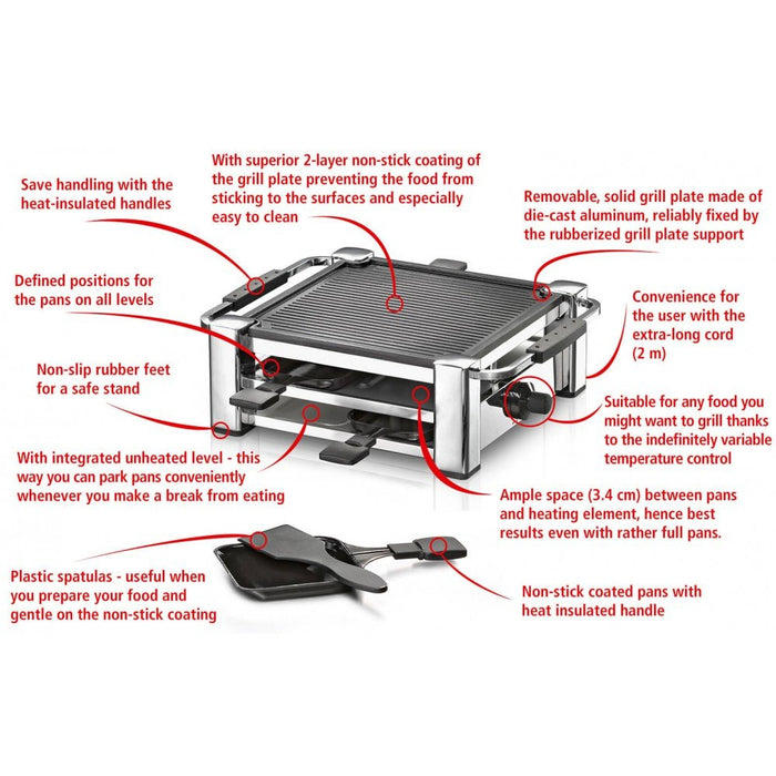 EAN 4001797238009 - Rommelsbacher RCC 1000 parrilla de interior 4 personas(s) 1000 W Negro, Cromo imagen 5
