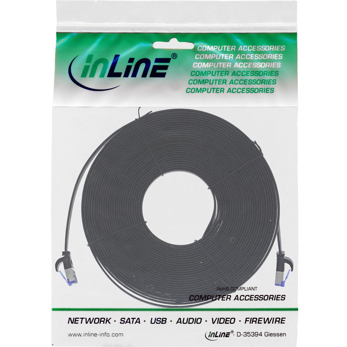 Cable De Red Plano Inline, U/Ftp, Cat.6a, Tpe Libre De Halógenos, Negro, 5m