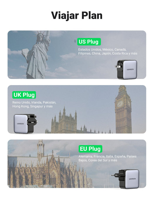 EAN 6957303894093 - Ugreen 65W Nexode GaN Auriculares, Teléfono móvil, Portátil, Reloj inteligente, Tableta Gris USB Carga rá imagen 8
