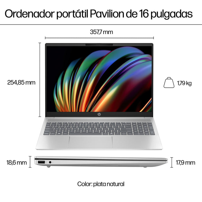 EAN 0198701576372 - HP Pavilion 16-af0022ns Intel Core Ultra 5 125U Portátil 40,6 cm (16") 2K 16 GB LPDDR5x-SDRAM 512 GB SSD  imagen 6