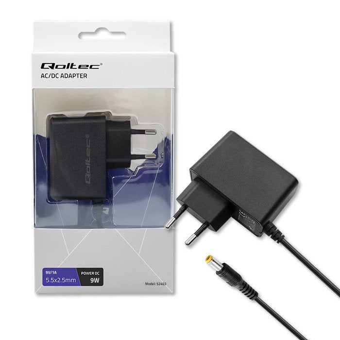 EAN 5901878524030 - Qoltec 52403 adaptador e inversor de corriente Interior 9 W Negro imagen 1