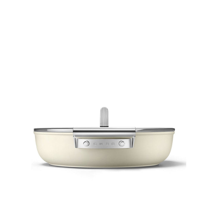 Smeg Dpf2812crm Pfanne, 28 Cm, Keramik, Edelstahlgriffe, Cremefarben Matt
