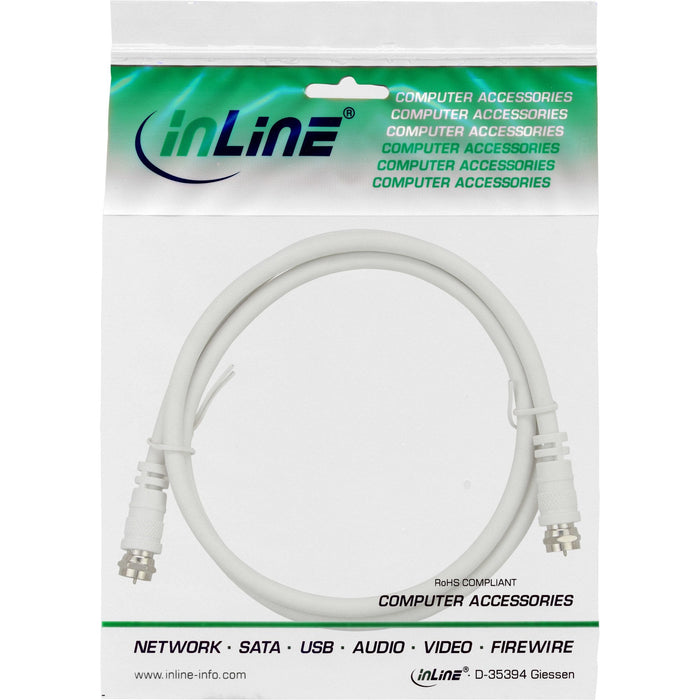 Cable Inline Sat 2x Apantallado Ultra Baja Pérdida 2x F-Plug >75db Blanco 2m