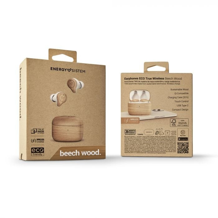 Earphone Bluetooth Energy Sistem Eco Wood True Wireless Bt 5.1 Easy Conec , Caja De Carga,