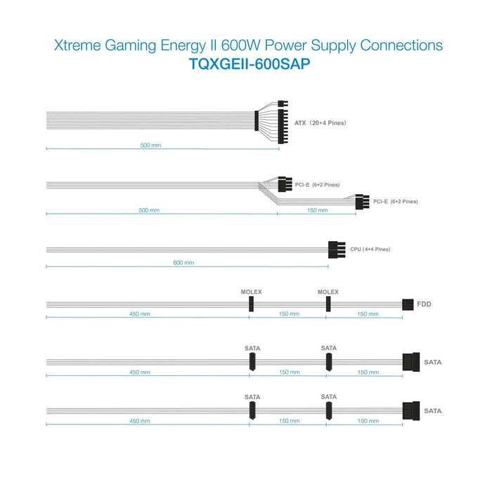 Tooq Xge Ii Fuente De Alimentacion Gaming 600w Atx 2.3 12v - Pfc Activo - Certificacion 80 Plus Bronze - Ventilador