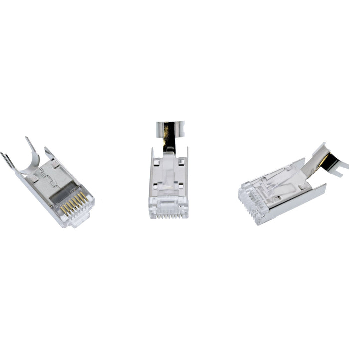 Inline® Crimp Plugs Cat.6a Rj45 Shielded, With Bend Protection And Insertion Guide, Grey, 100pcs. Pack