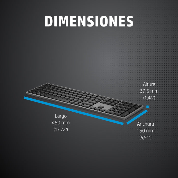EAN 0196068099282 - HP 975 USB+BT Dual-Mode Wireless Keyboard teclado RF Wireless + Bluetooth Negro imagen 5
