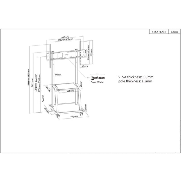 EAN 0766623461665 - Manhattan 461665 soporte para monitor 2,54 m (100") Piso Negro imagen 6