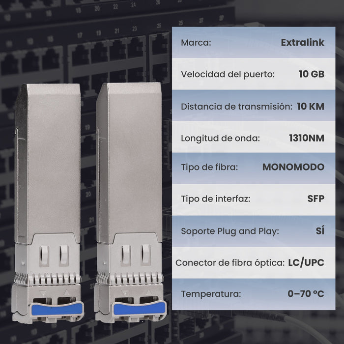 EAN 5905090335900 - Extralink SFP+ 10G 2-pack | Moduł SFP+ | 10Gbps, LC/UPC, 1310nm, 10km, single mode, DOM (EX.35900) red mo imagen 6