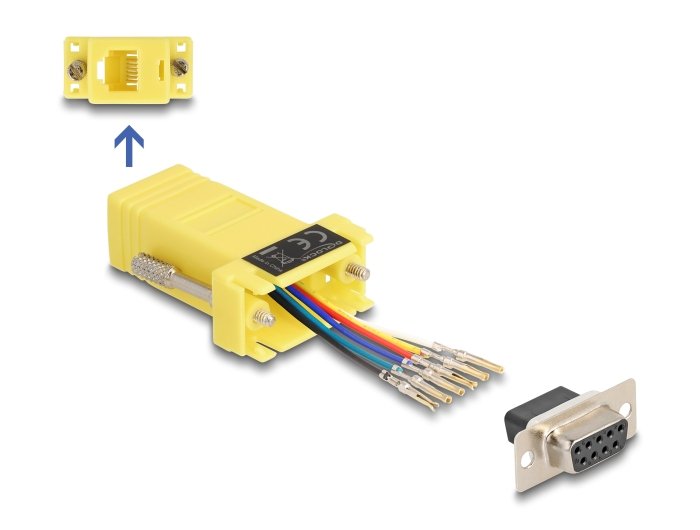 Delock 67081 D-Sub Hembra De 9 Pines A Rj12 Hembra, Kit De Montaje Amarillo