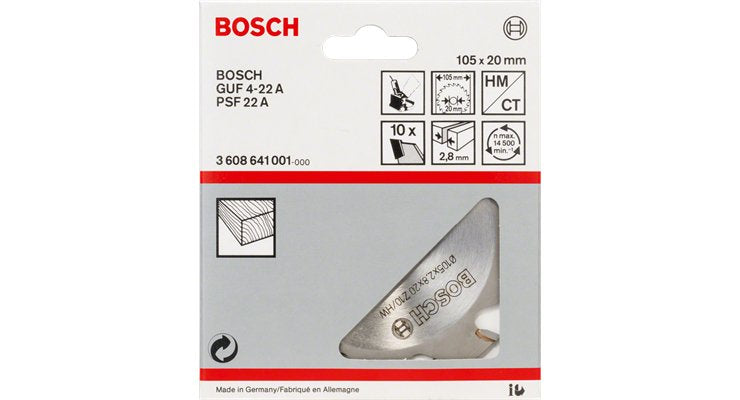 Bosch Professional Fresa De Ranuras Ø 105 Mm X 20 Mm, 22 Dientes Para Cortadora De Ranuras Guf 4-22 A Y Psf 22 A 3608641002