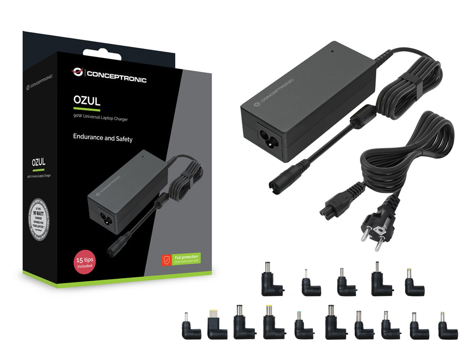 EAN 4015867242544 - Conceptronic OZUL08B15 adaptador e inversor de corriente Interior 90 W Negro imagen 4