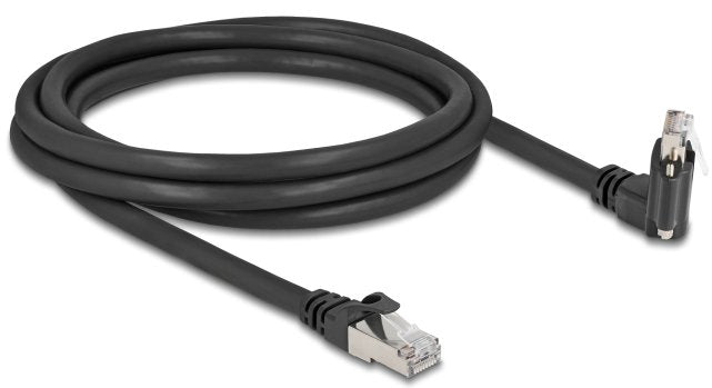Delock Gige Kamera Cable Rj45 Stecker 45° Gedreht Und 90° Gewinkelt Mit Schrauben Zu Rj45 Stecker Cat.6 S Ftp 2 M Schwarz