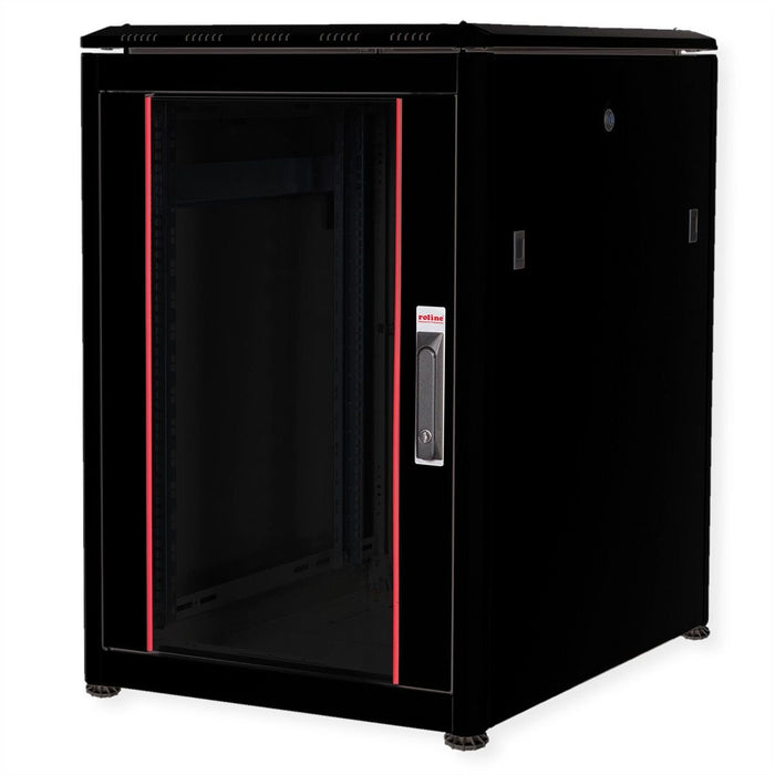 Roline 19-Zoll Netzwerkschrank Pro 16 He, 600x800 Bxt Glastr Schwarz