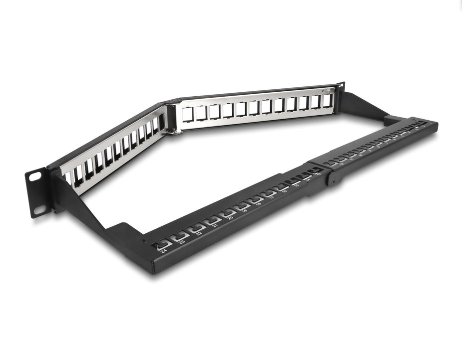 Delock 19 Keystone Patchpanel 24 Port Mit Entlastungsschiene 1 He Gewinkelt Schwarz