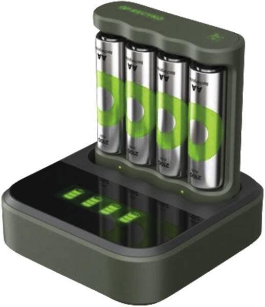 Cargador Gp Recyko B441 4-Fold Lcd-Model Docking St. + 4x Aa Nimh 2100mah