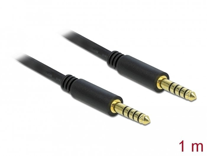Delock 85791 Cable Conector Estéreo De 4,4 Mm De 5 Pines, Macho A Macho De 1 M Negro