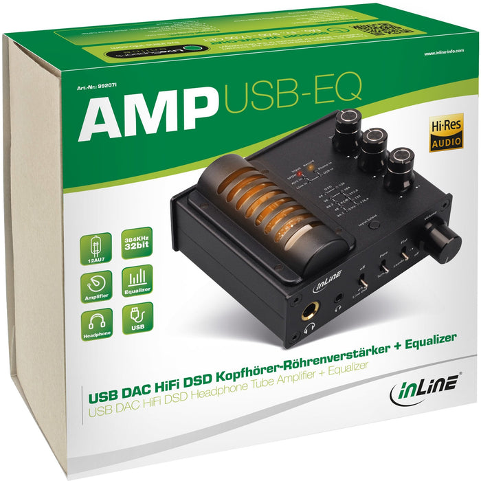 Inline® Ampusb-Eq, Hi-Res Audio Hifi Dsd Usb Audio Dac, Headphone Vacuum Tube Amplifier And Equalizer