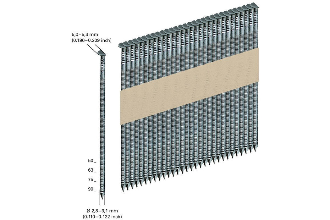 Metabo 4000 D34 Strip Nails 2.8x Paper Bound 50mm Nk G12 Ring