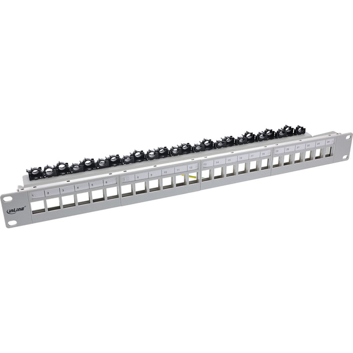 Inline® Patch Panel 24-Way, Keystone Empty Panel Patch Panel, 19", 1u, Light Gris Ral7035