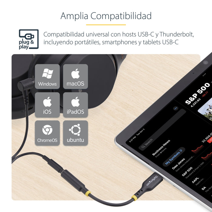 EAN 0065030898225 - StarTech.com USBCAUDIO2 cable de audio 0,127 m USB Type-C 2.0 Negro imagen 11