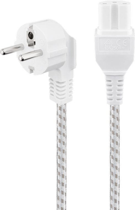 Cable Alimentacion Cee-7/7 90º Schuko A C15 2,00 M Textil Negro-Plata Especial Altas Temperaturas Goobay 3