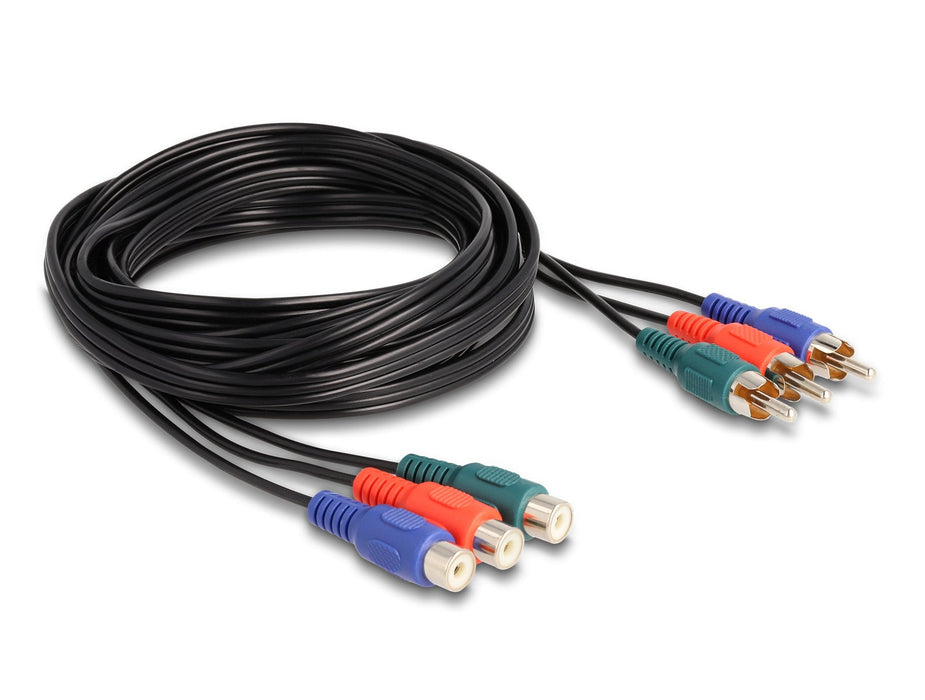 Delock 85370 Cable De Extensión Rca Rgb De 3 X Machos A 3 X Hembras, 3 M