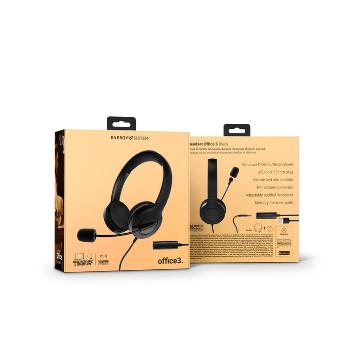 EAN 8432426452033 - Energy Sistem Headset Office 3 Auriculares Alámbrico Diadema Llamadas/Música USB tipo A Negro imagen 7