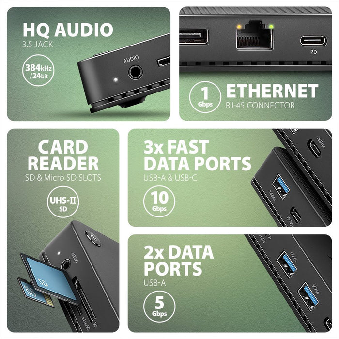 EAN 8595247908421 - Axagon HMC-U4 base para portátil y replicador de puertos Alámbrico USB4 Negro imagen 6