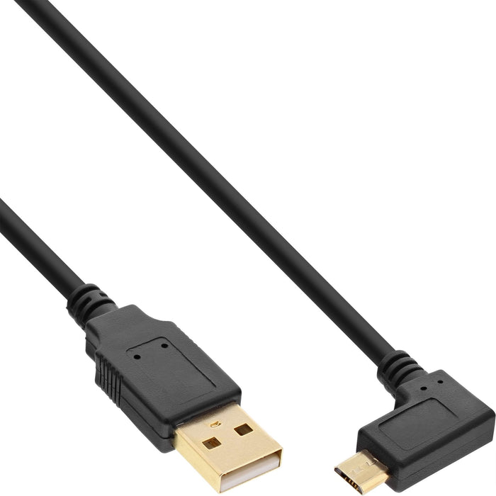 Inline Micro Usb 2.0 Cable Usb Tipo A Macho A Micro-B Macho Acodado Negro 2m