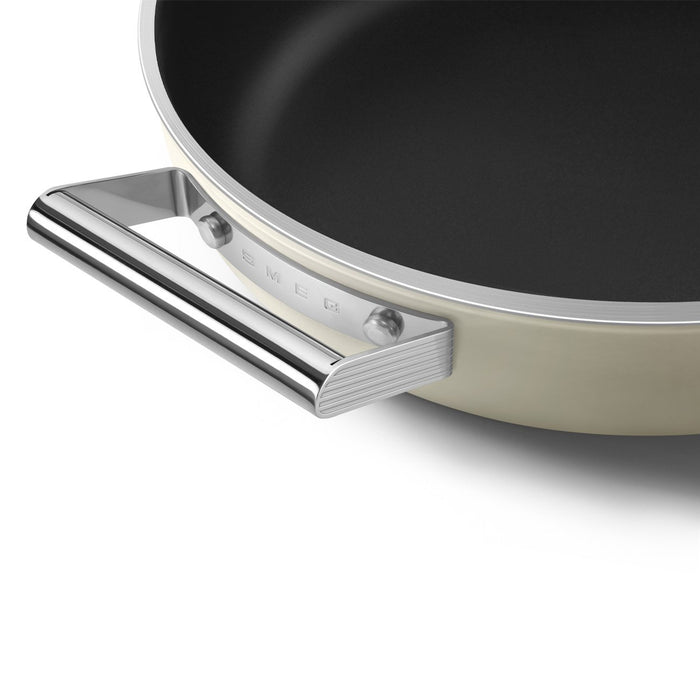 Smeg Dpf2812crm Pfanne, 28 Cm, Keramik, Edelstahlgriffe, Cremefarben Matt